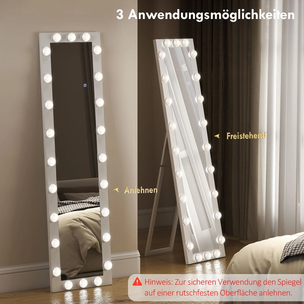 Specchio LED 150x40 cm con 24 lampadine 3 colori luce ¨C zephmum ¨C bianco