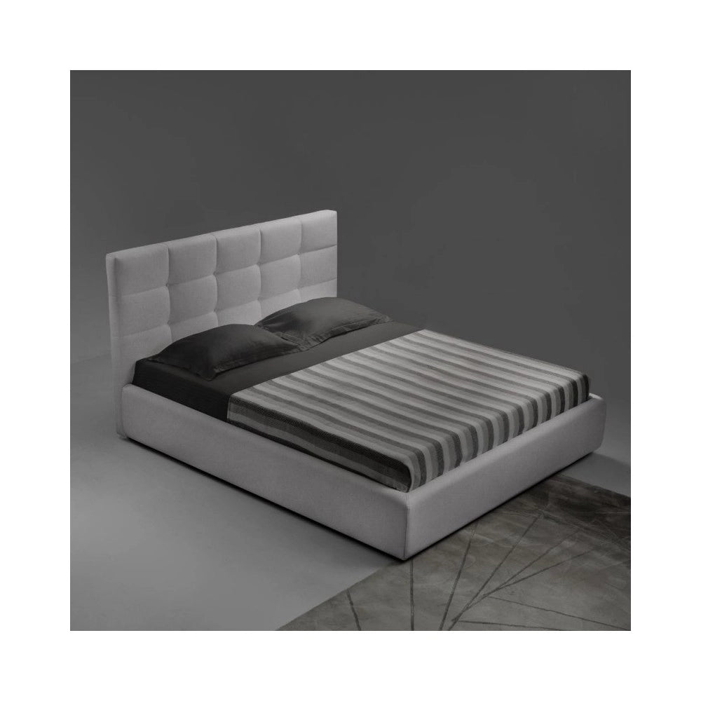 Letto matrimoniale con contenitore Napoli tessuto colore grigio