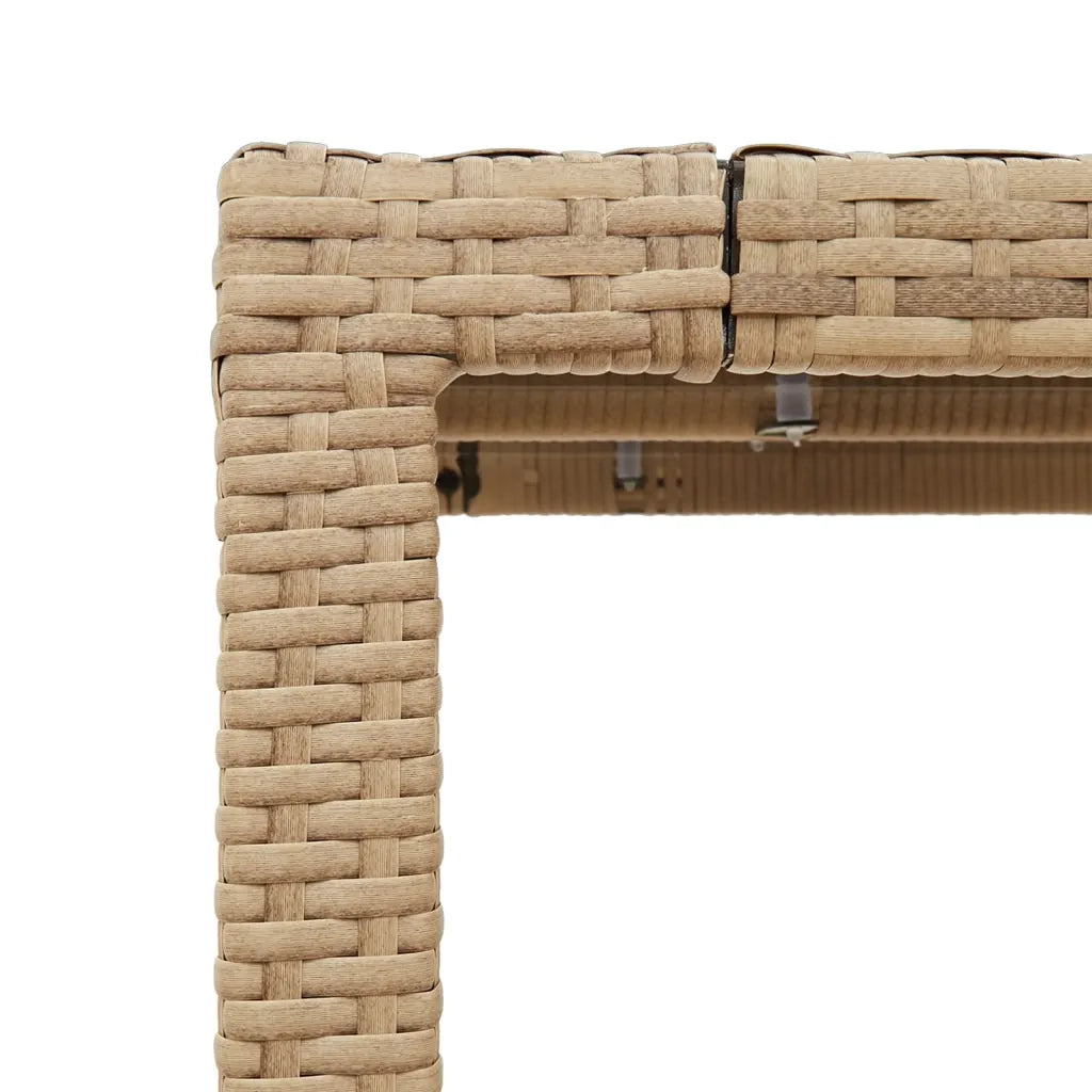Tavolo da Giardino Piano in Vetro Beige 190x90x75 cm Polyrattan 365539