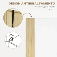 kleankin Mobile Bagno in Truciolato Bianco con 2 Armadietti con Ante e 2 Ripiani Aperti, 53x33.5x195.7 cm