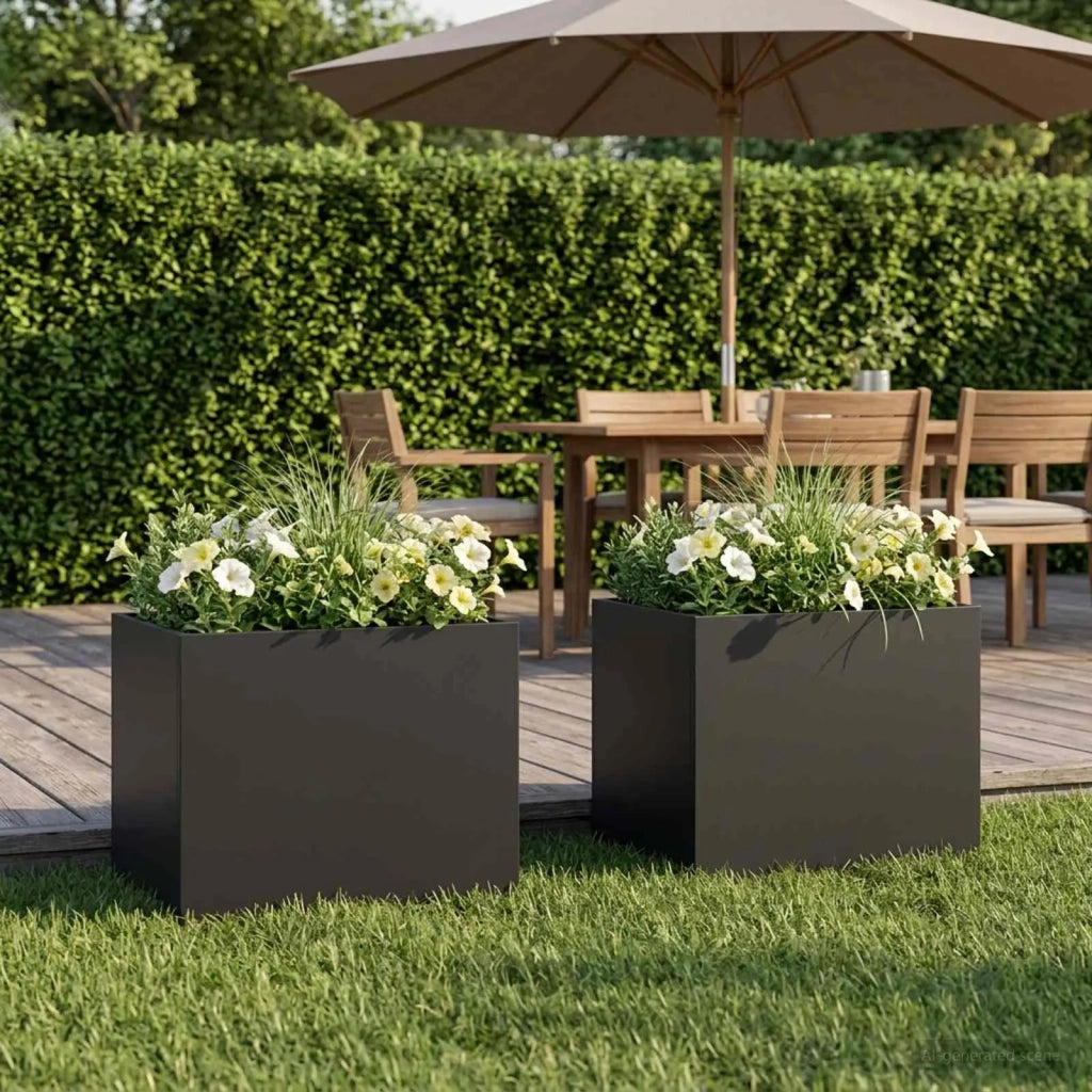 Vaso da giardino 2 pz Nero 40 x 30 x 30 cm 8005191
