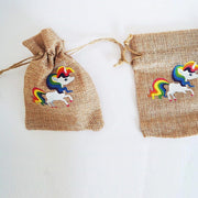 Trade Shop - Set 12 Pezzi Sacchetti Sacchetto Unicorno Juta 10x13 Cm Bomboniera Portaconfetti -