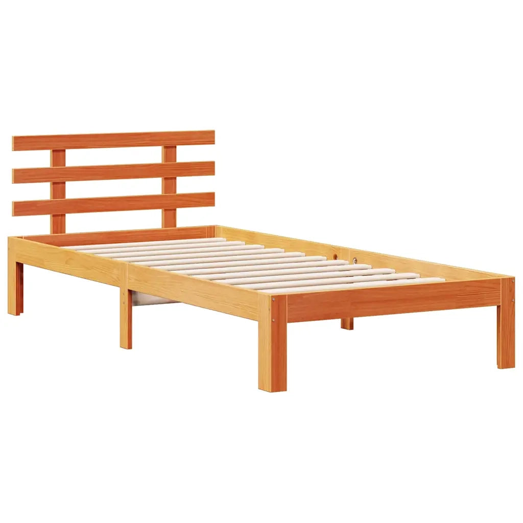 Letto Libreria senza Materasso Marrone Cera 75x190 cm in Pino 3322806
