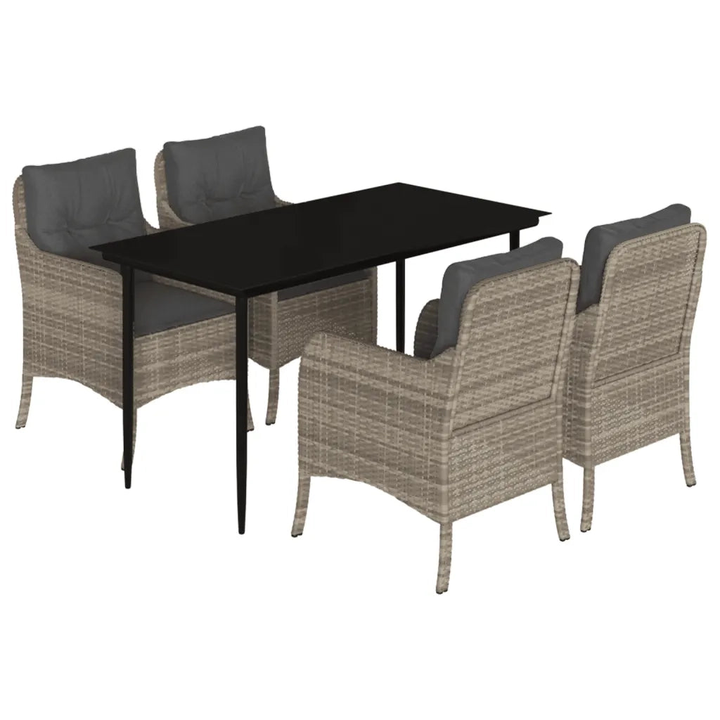 Set Pranzo da Giardino 5pz con Cuscini Grigio Chiaro Polyrattancod mxl 90080