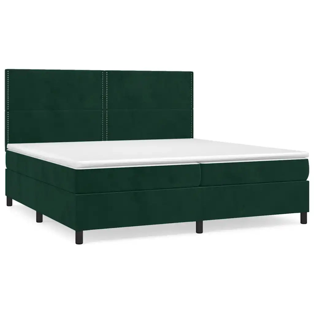 Giroletto a Molle con Materasso Verde Scuro 200x200 cm Velluto