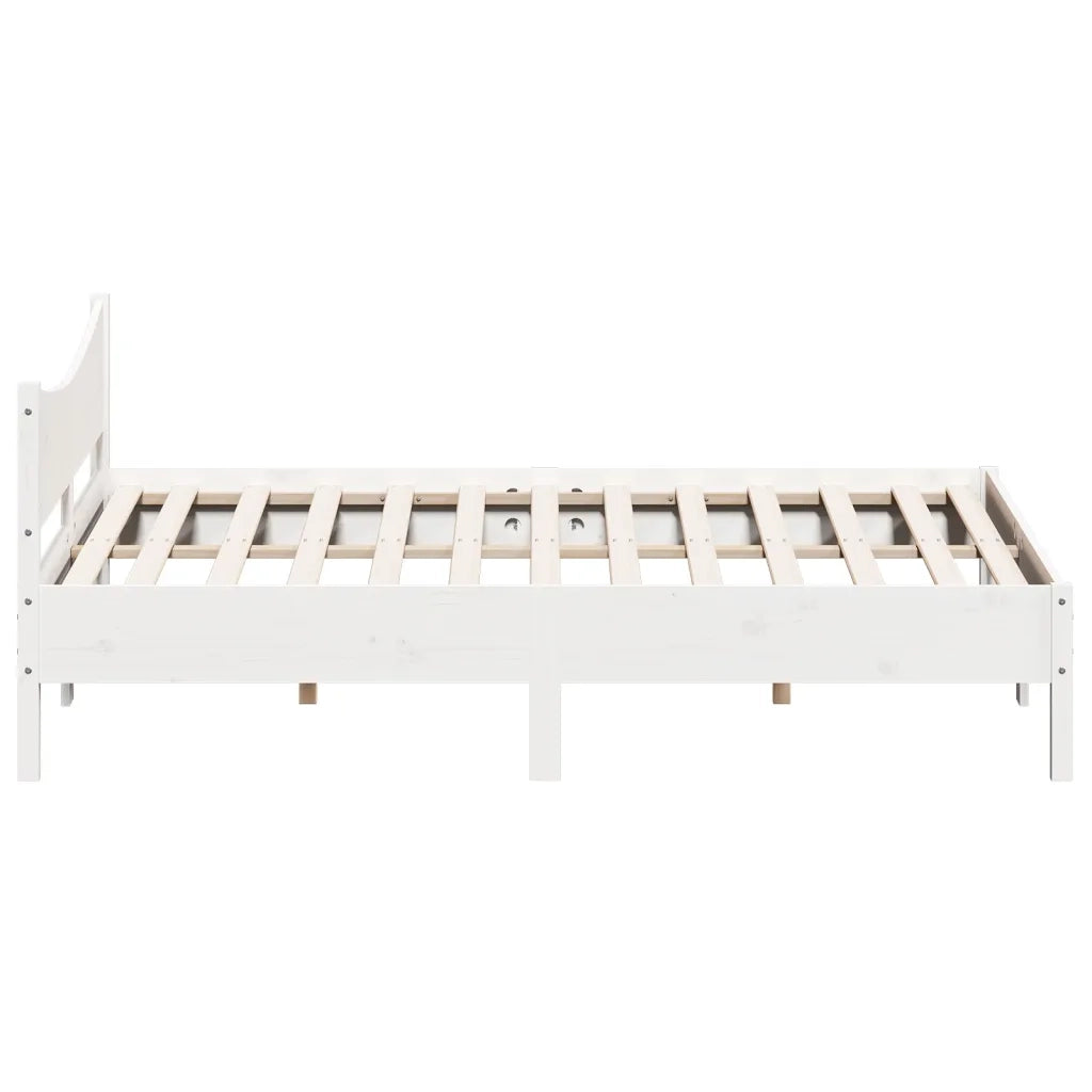Letto matrimoniale | Letto per adulti | Giroletto senza Materasso Bianco 200x200 cm Legno Massello Pino