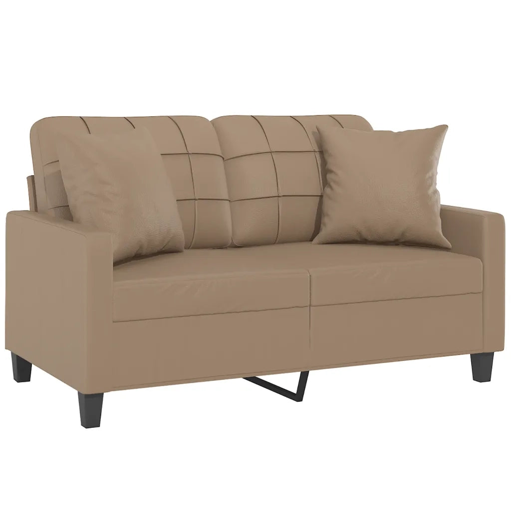 Divano | Divano da soggiorno | Sofa a 2 Posti con Cuscini Cappuccino 120 cm in Similpelle