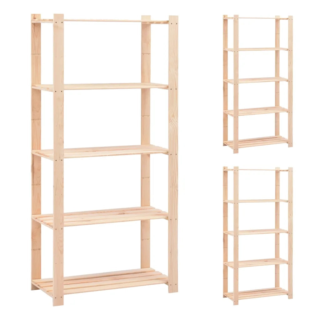 Scaffali a 5 Livelli 3 pz 80x38x170 cm Massello Pino 250 kg cod mxl 53438
