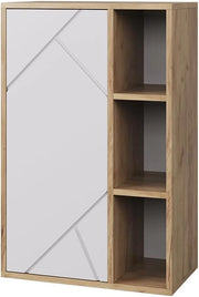 Libreria da parete Berno, Quercia dorata/bianco, 50.1 x 78.4 cm con 3 scomparti aperti