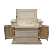cassettiera 7 cassetti classica con ribalta legno massello grezzo 126x53x98 (530) - Mobili 2G