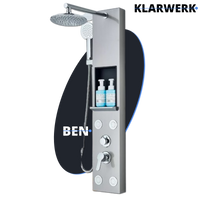 BEN | Pannello doccia soffione doccia a pioggia in acciaio inox | Sistema doccia idromassaggio spazzolata argento Miscelatore doccia rubinetto