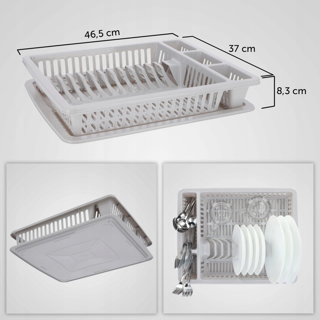 Scolapiatti KADAX per posate, grande vassoio in plastica autoportante da 46 cm