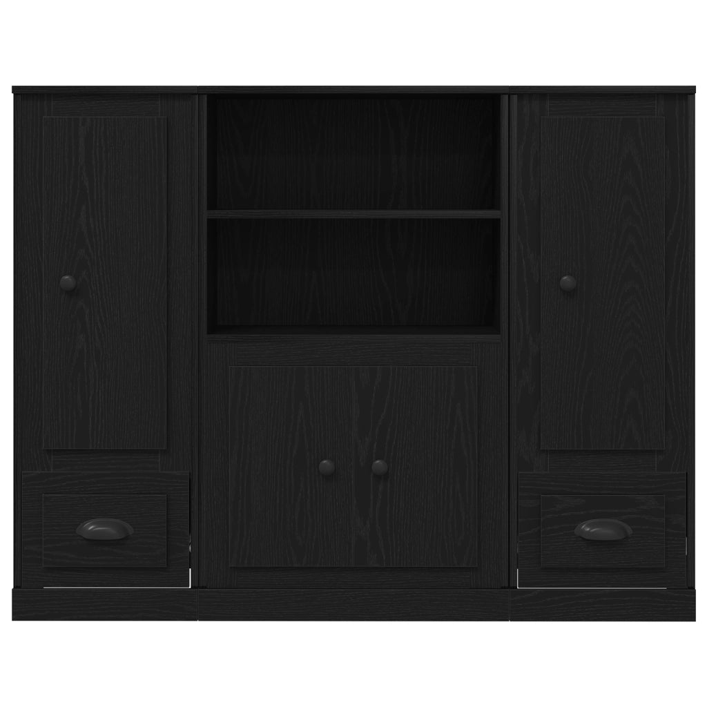 Highboard Nero Rovere 132x35,5x103,5 cm Legno Ingegnerizzato