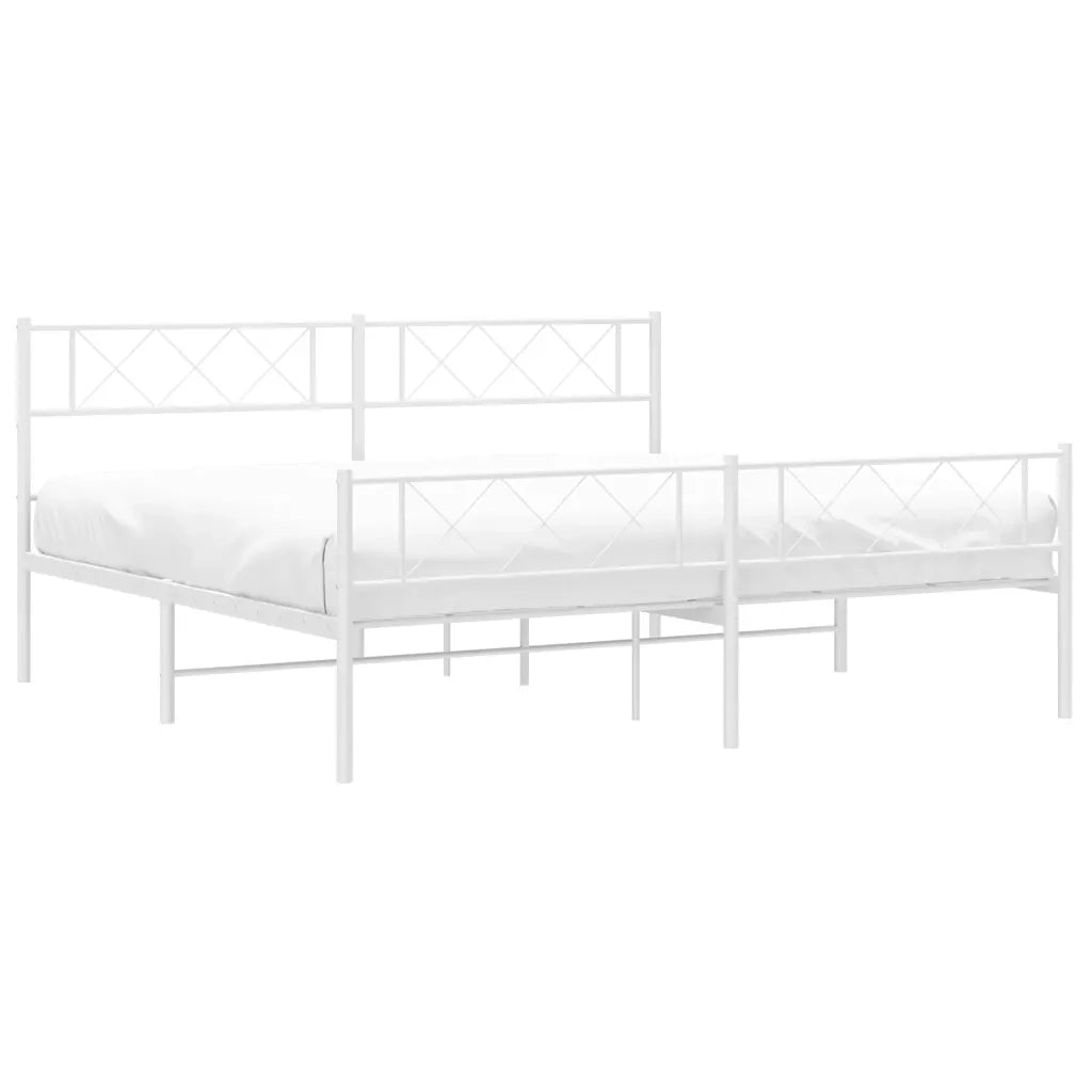 Giroletto con Testiera e Pediera Metallo Bianco 183x213 cm 372349