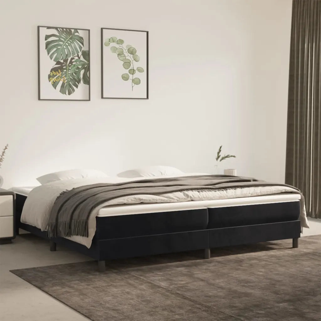 Struttura Letto a Rete a Molle-Giroletto Nero 200x200 cm in Velluto 796132