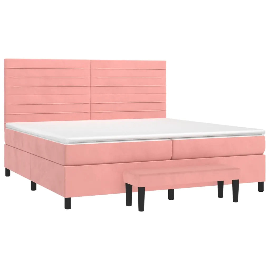 Giroletto a Molle con Materasso Rosa 200x200 cm in Velluto 3137928