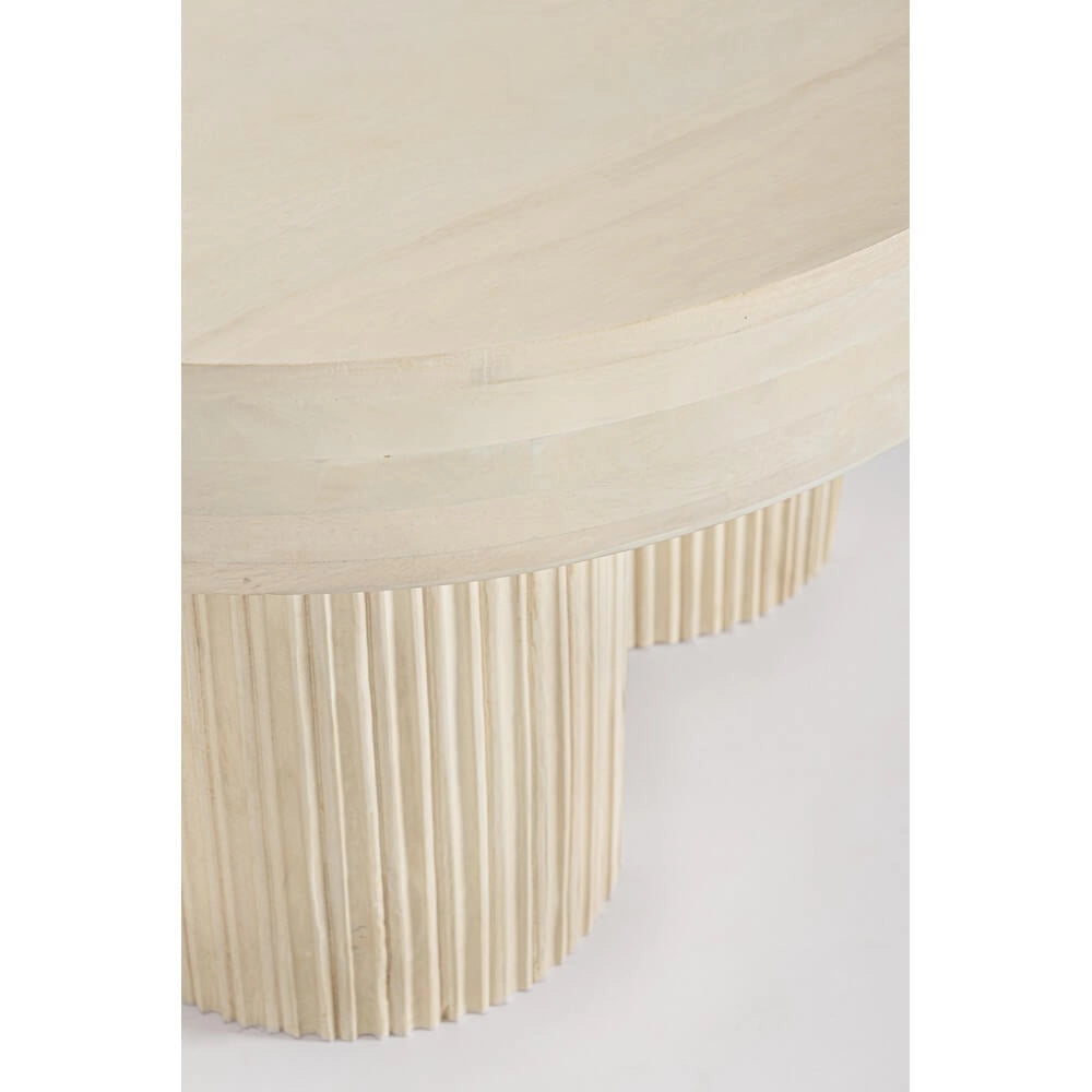 Tavolino rotondo in legno di mango naturale con gambe scanalate - JASPER