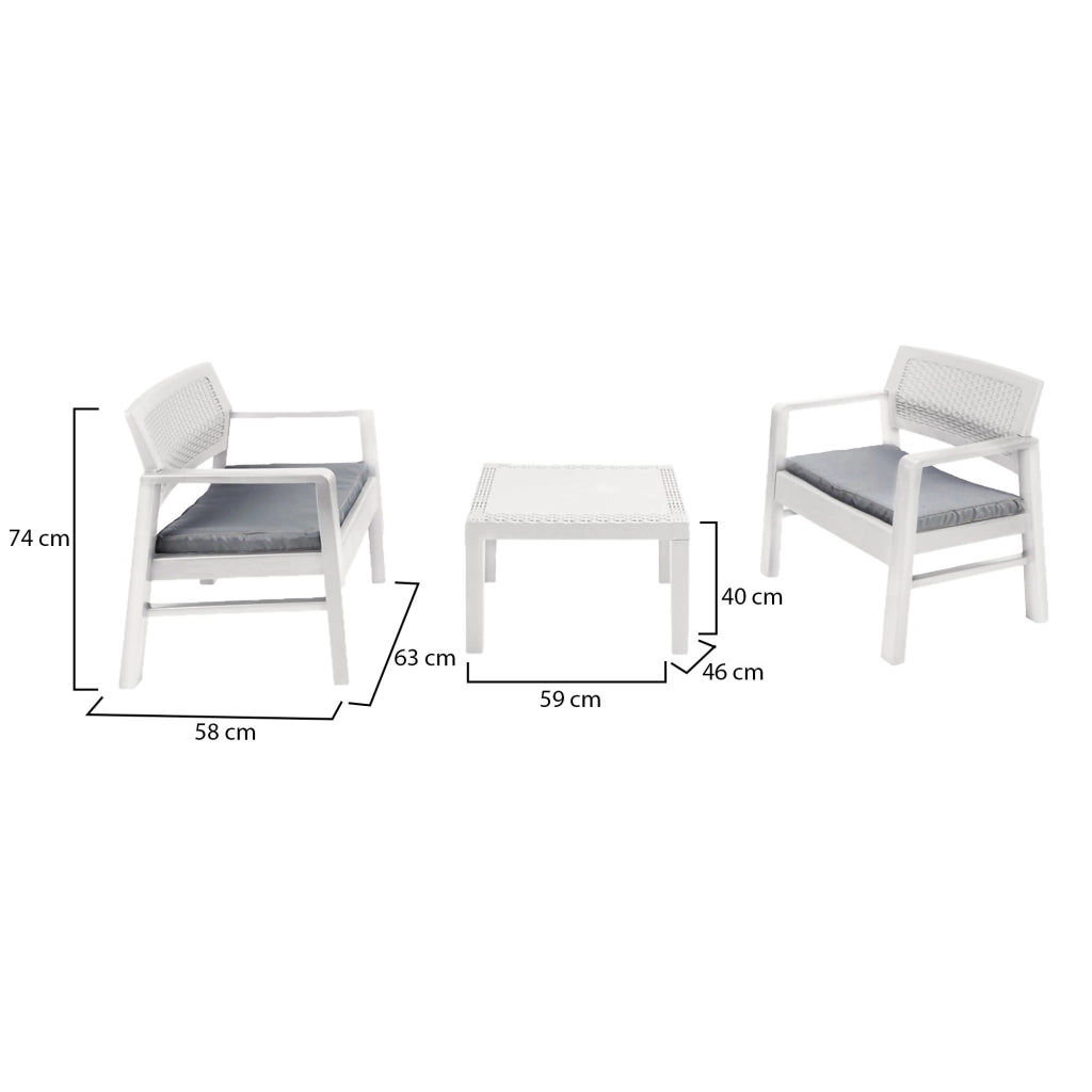 Salottino Outdoor Floritan, set Salotto da Esterno 2 Posti Made in Italy, Bianco