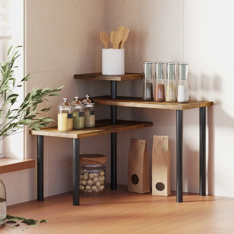 RIPIANO DA CUCINA girevole a 3 livelli 40 x 18 x 36,5 cm Marrone rustico