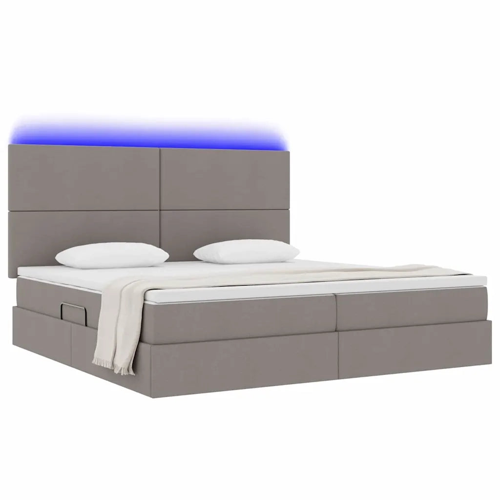 Letto con contenitore LED e materasso Tortora 200 x 200 cm