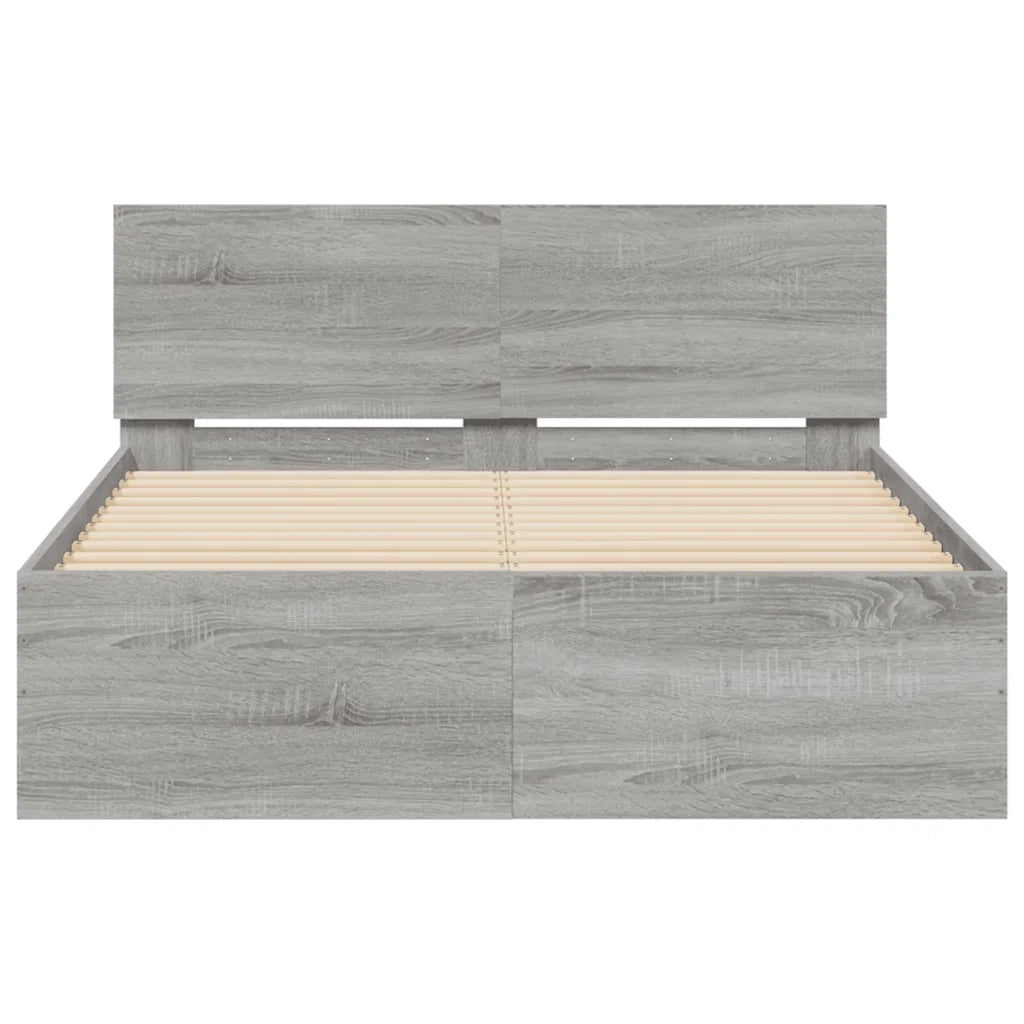 Giroletto con Testiera e LED Grigio Sonoma 120x200 cm