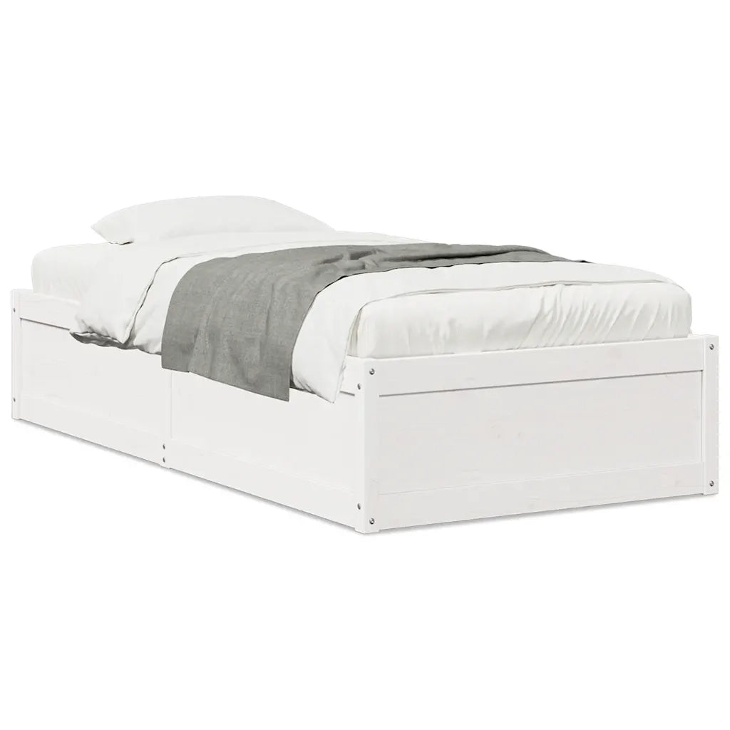 Letto singolo | Letto per adulti | Letto senza Materasso Bianco 90x190 cm in Legno Massello Pino