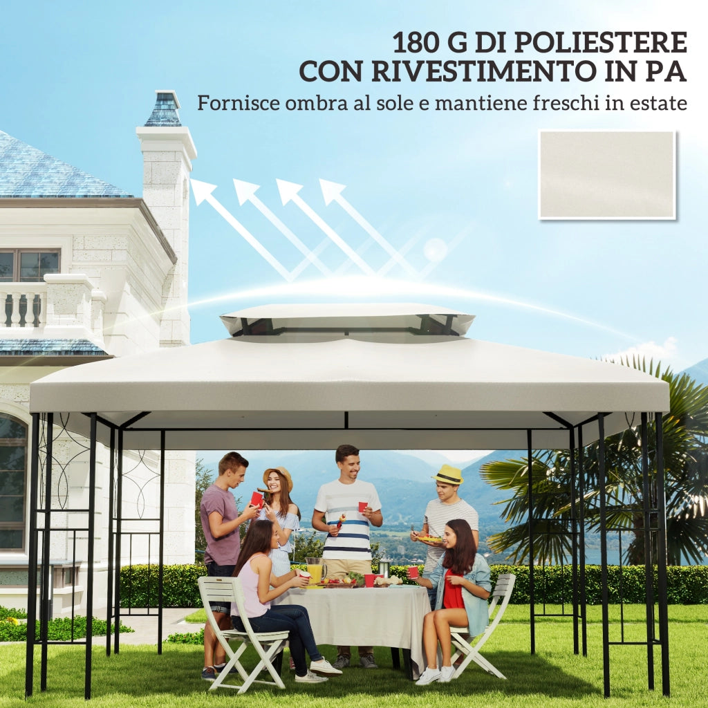 Copertura Gazebo Giardino Impermeabile Anti-UV ¨C zephmum ¨C Poliestere Beige 3x4m