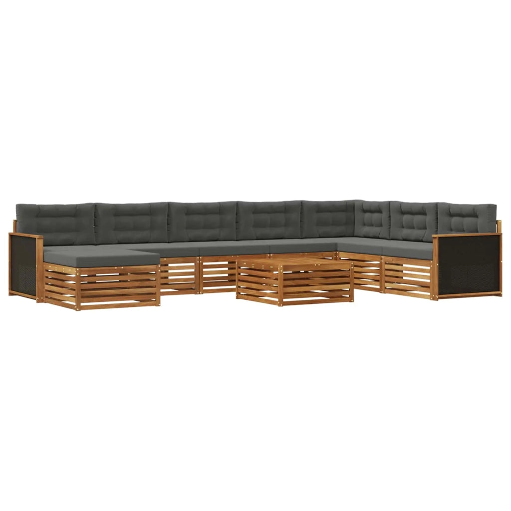 Set di divani da esterno con cuscino 9 pcs Naturale e Antracite 3383735