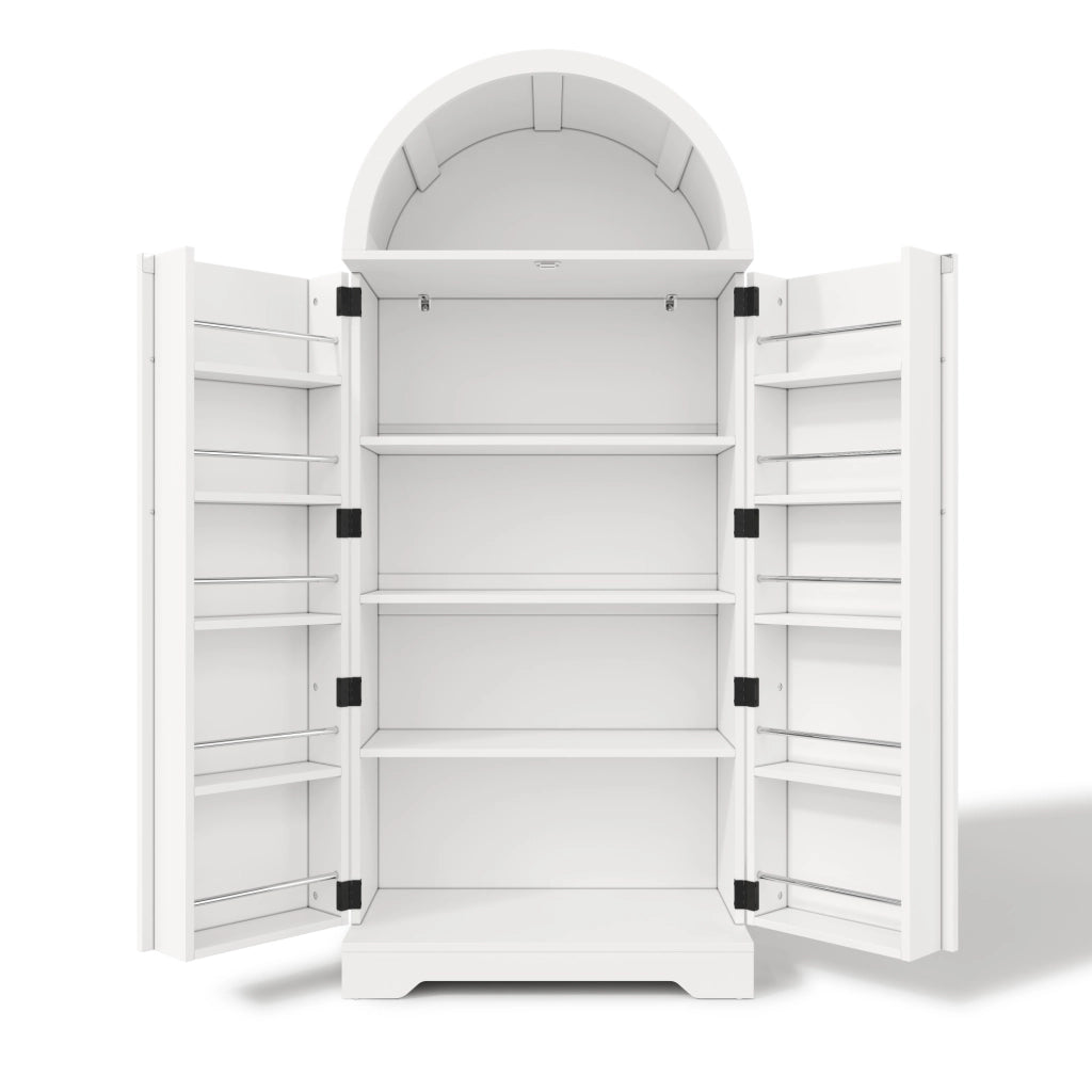 Vetrina 70x40x165 cm con ripiani e vani aperti in MDF bianco