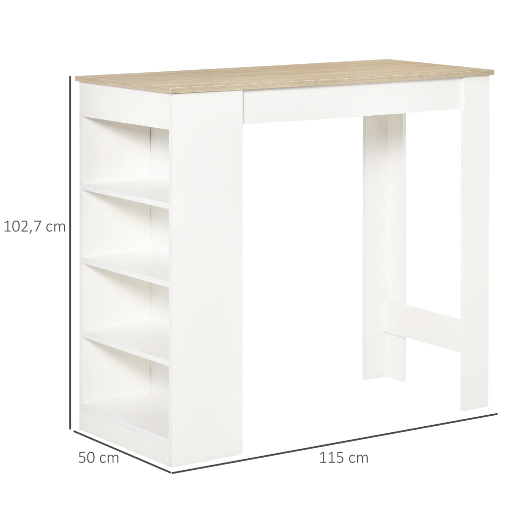 Tavolo alto da pranzo allungabile con 4 mensole ¨C Xylo ¨C Bianco e legno naturale 115x50x102,7cm