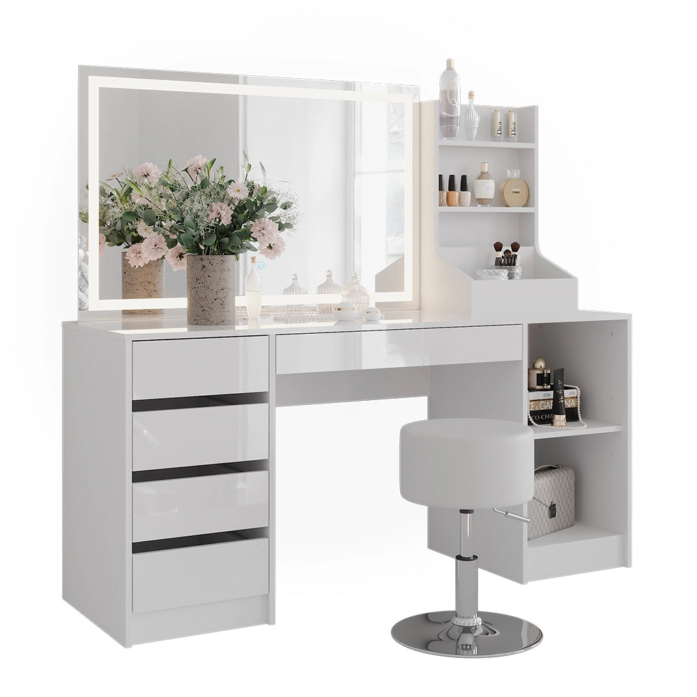 Vicco Tavolo da toeletta Bianco/bianco lucido 158.2 cm 4 parti