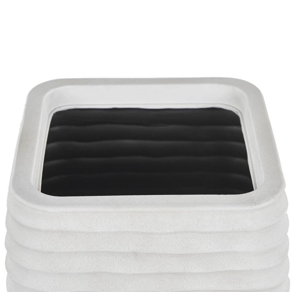 Vaso per piante grande in poliresina bianca sporca per esterni quadrato 38 x 37 cm resistente ai raggi UV