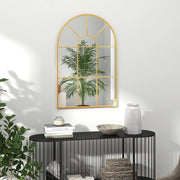 Specchio da parete decorativo 91 x 60 cm con cornice in metallo, finitura oro