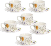 Set di 6 Tazze da Caffè con Piatti Nuova Cina Ossea a Molti Colori - Collezione Audrey