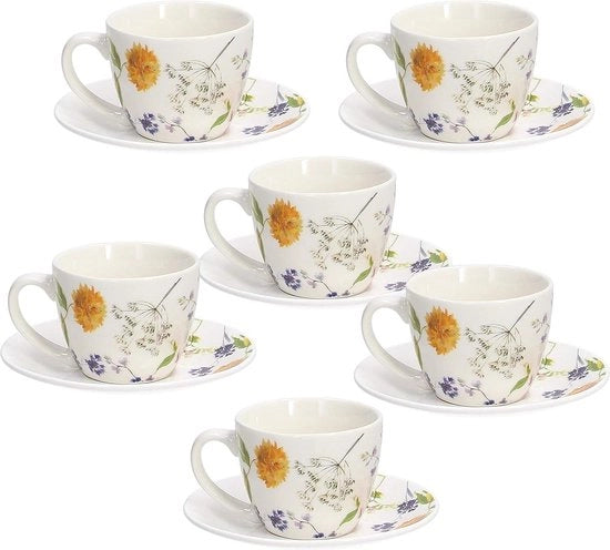 Set di 6 Tazze da Caffè con Piatti Nuova Cina Ossea a Molti Colori - Collezione Audrey