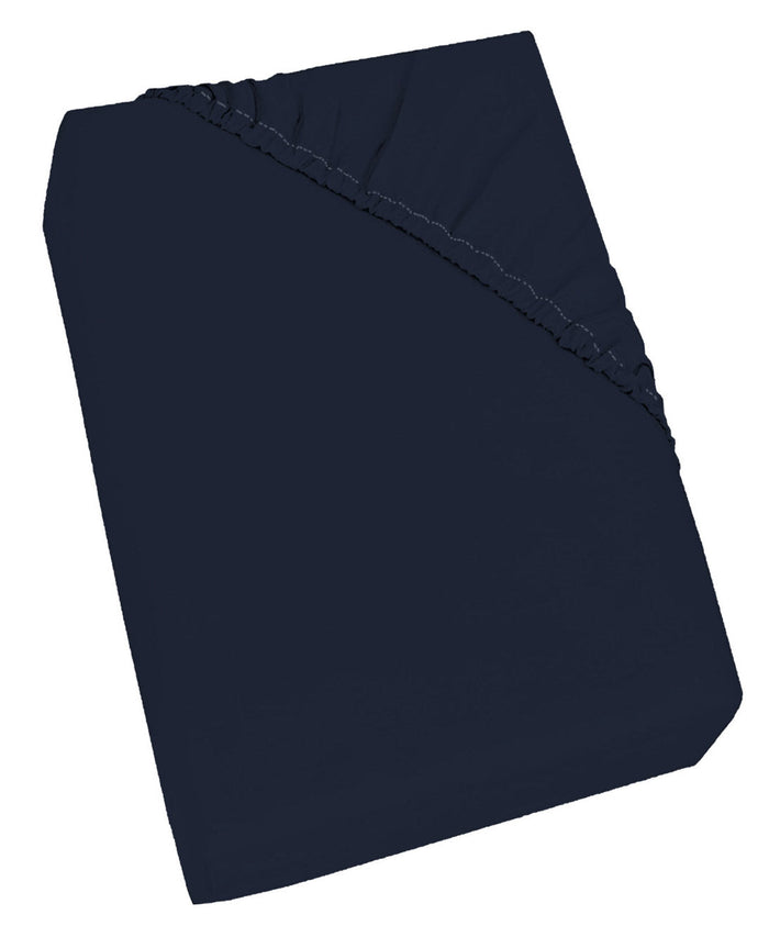 Lenzuolo Sotto Singolo con Angoli ed Elastico Tinta Unita Blu Scuro