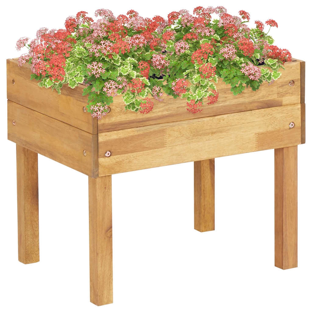 Fioriera rialzata 50 x 40 x 45 cm piante da giardino fiori legno massello di acacia 02_0000849