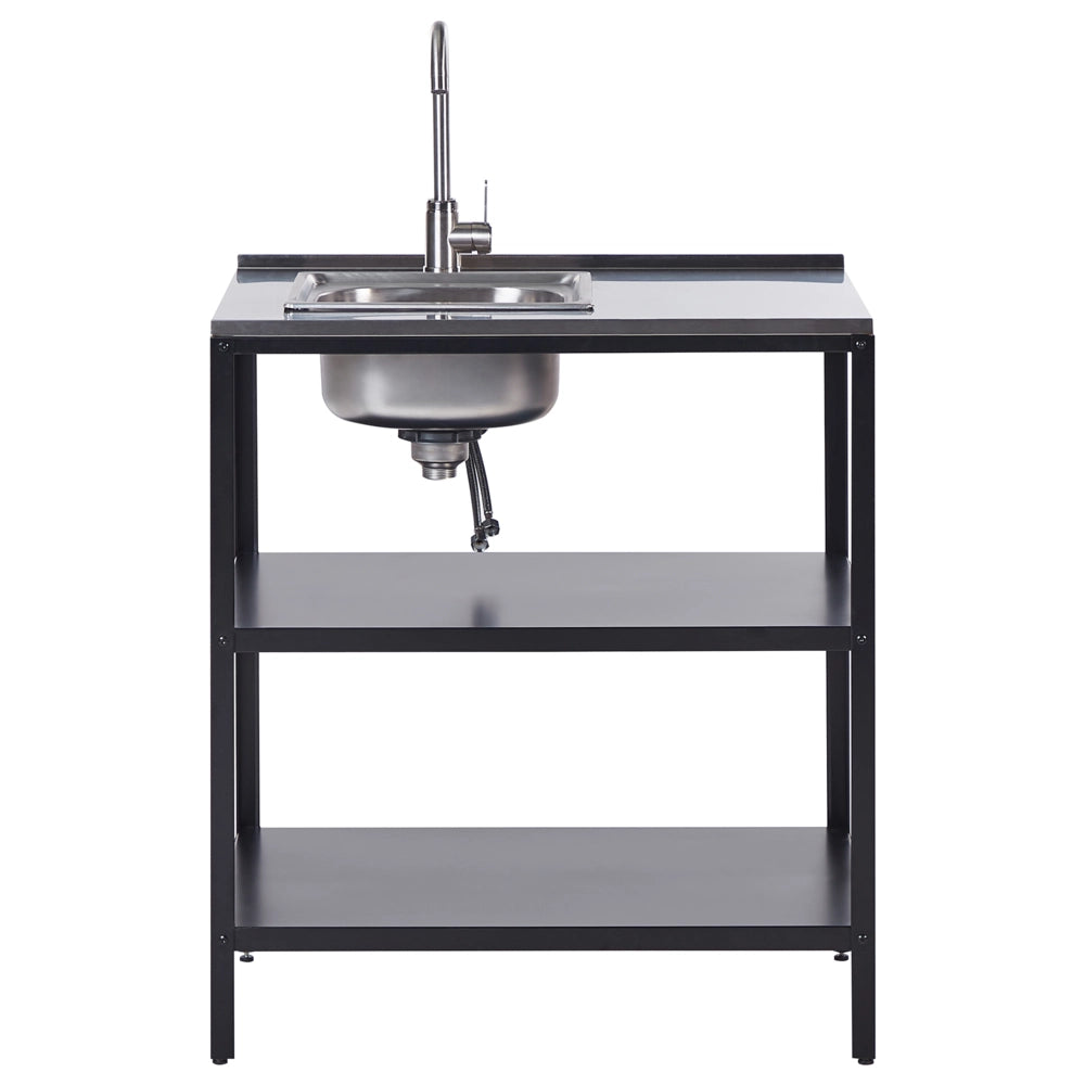 Set di cucina da esterno 2 elementi in acciaio inox nero 2 isole da cucina lavello a leva cucina da esterno