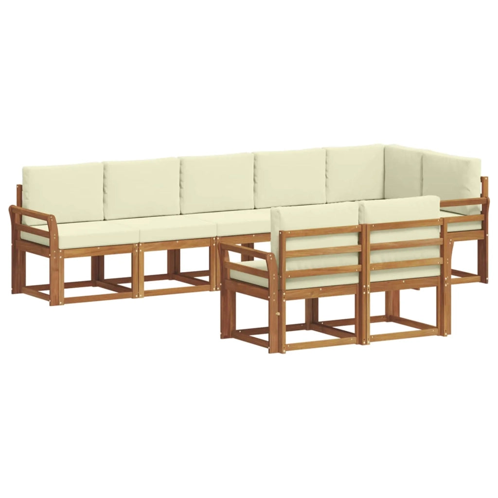 Set di divani da esterno con cuscino 8 pcs Naturale e Crema 3366568