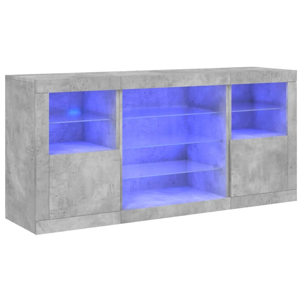 Credenza con Luci LED Grigio Cemento 142,5x37x67 cmcod mxl 133726
