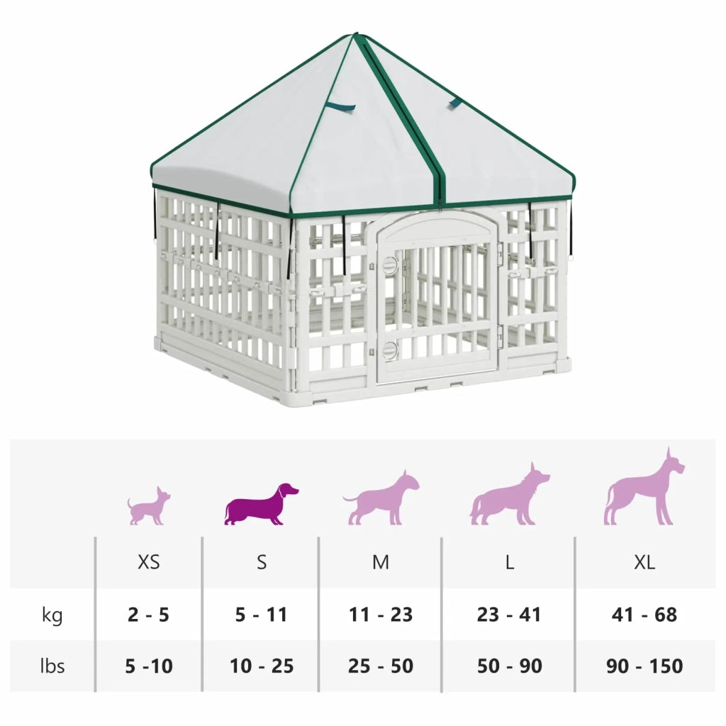 Pannello per cani a 4 sezioni con tetto Bianco 88 x 58 cm 42027220