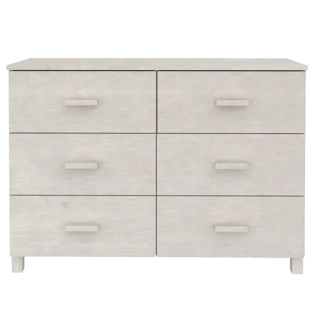 Credenza HAMAR Bianca 113x40x80 cm in Legno Massello di Pino 340449