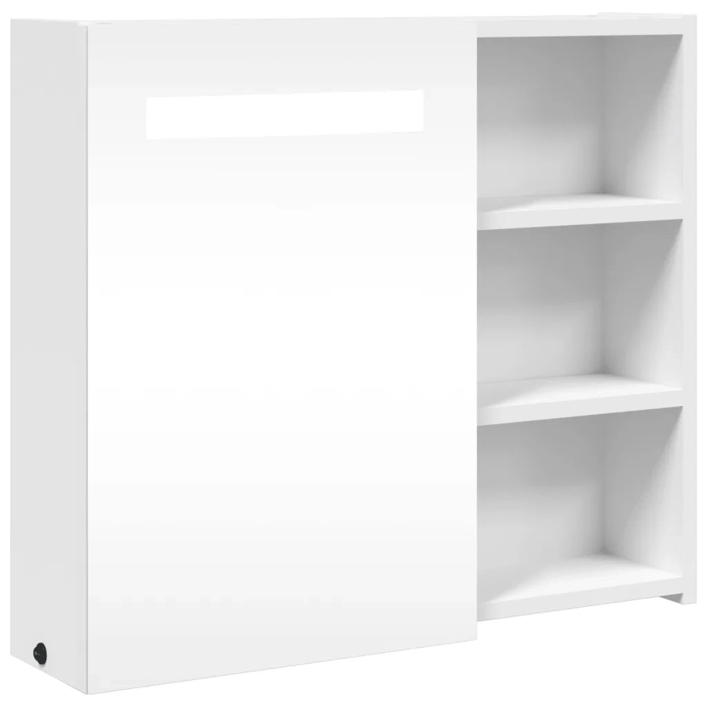 Armadietto Bagno | Armadio da bagno con Specchio e LED Bianco 60x13x52 cm
