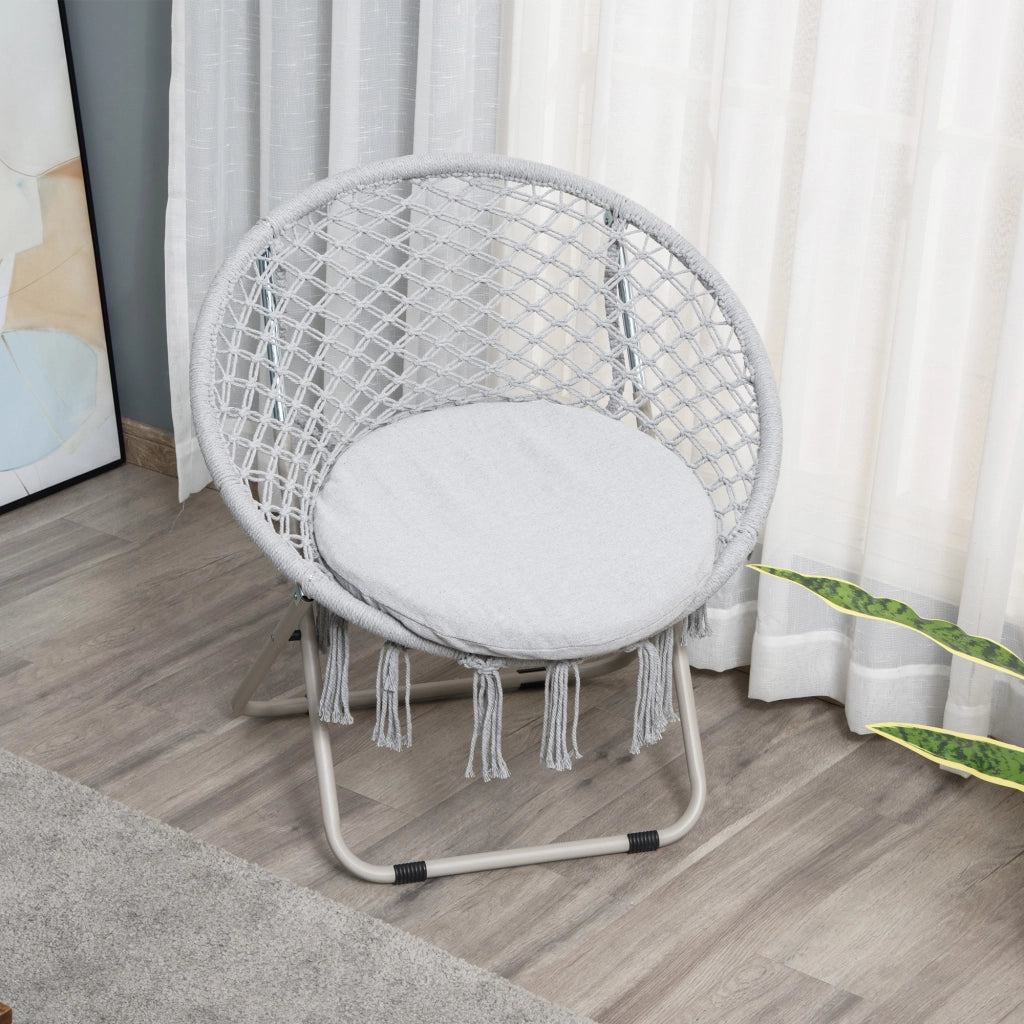 Poltrona a dondolo in rattan ¨C Zephmum ¨C Grigio, 80x90x100 cm