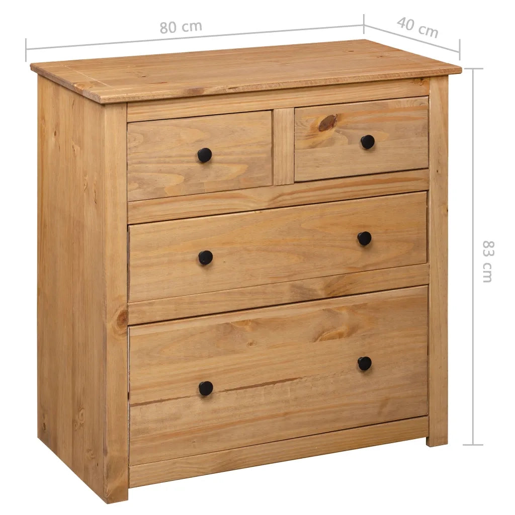 Credenza 80x40x83 cm in Legno Massello di Pino Panama Range 282655