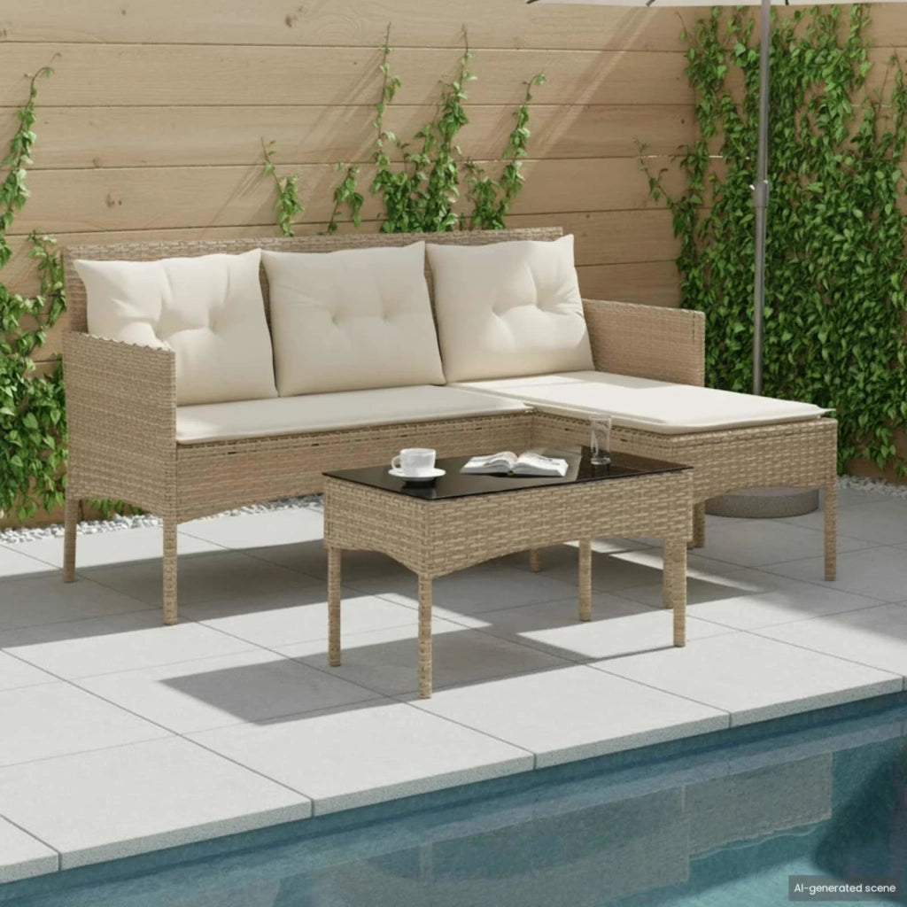 Set Divano da Giardino con cuscino 2 pcs polyrattan