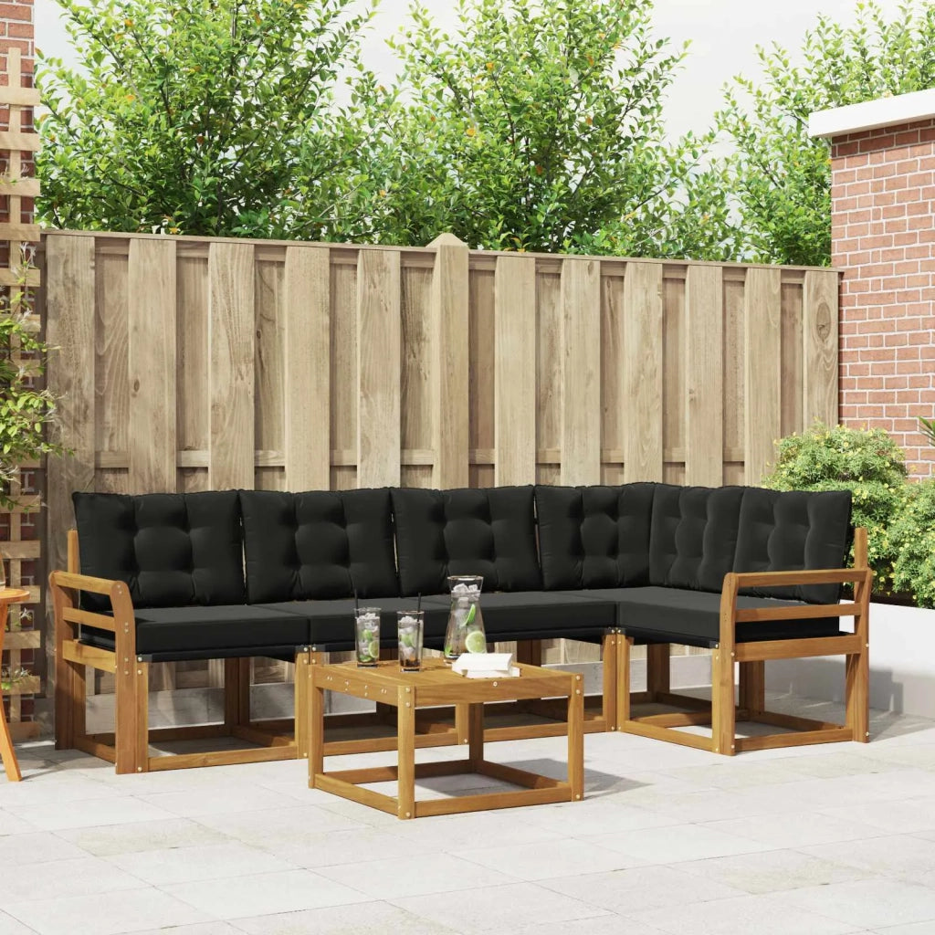 Set di divani da esterno con cuscino 6 pcs Naturale e Nero 3368691