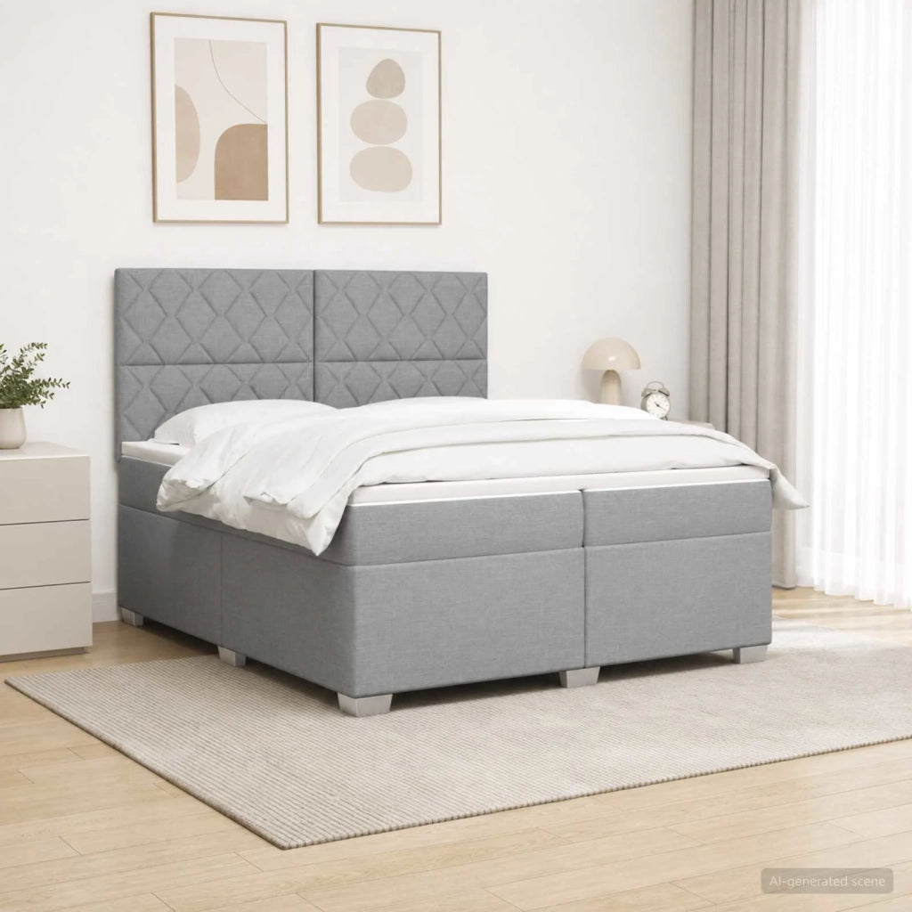 Letto box spring con materasso Grigio Chiaro 200 x 200 cm 3454957
