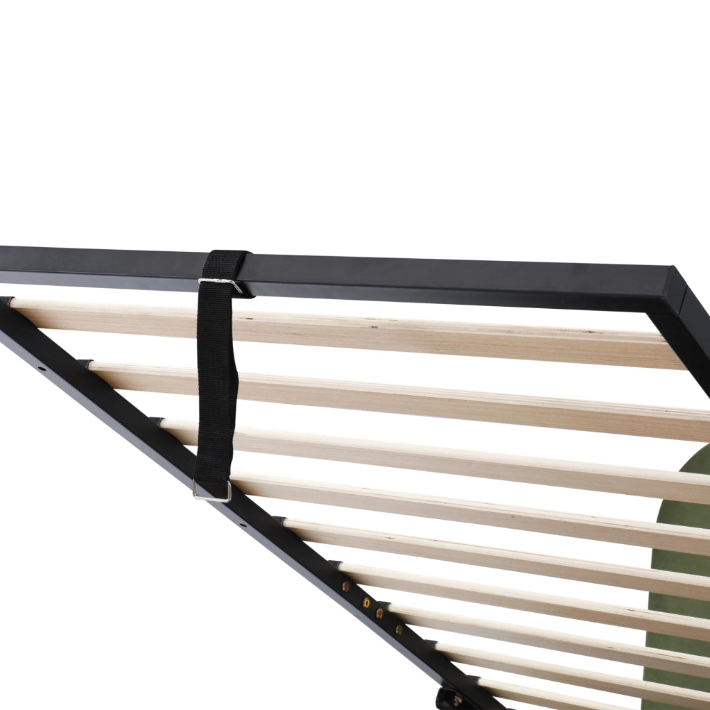 Letto imbottito con contenitore idraulico; velluto verde