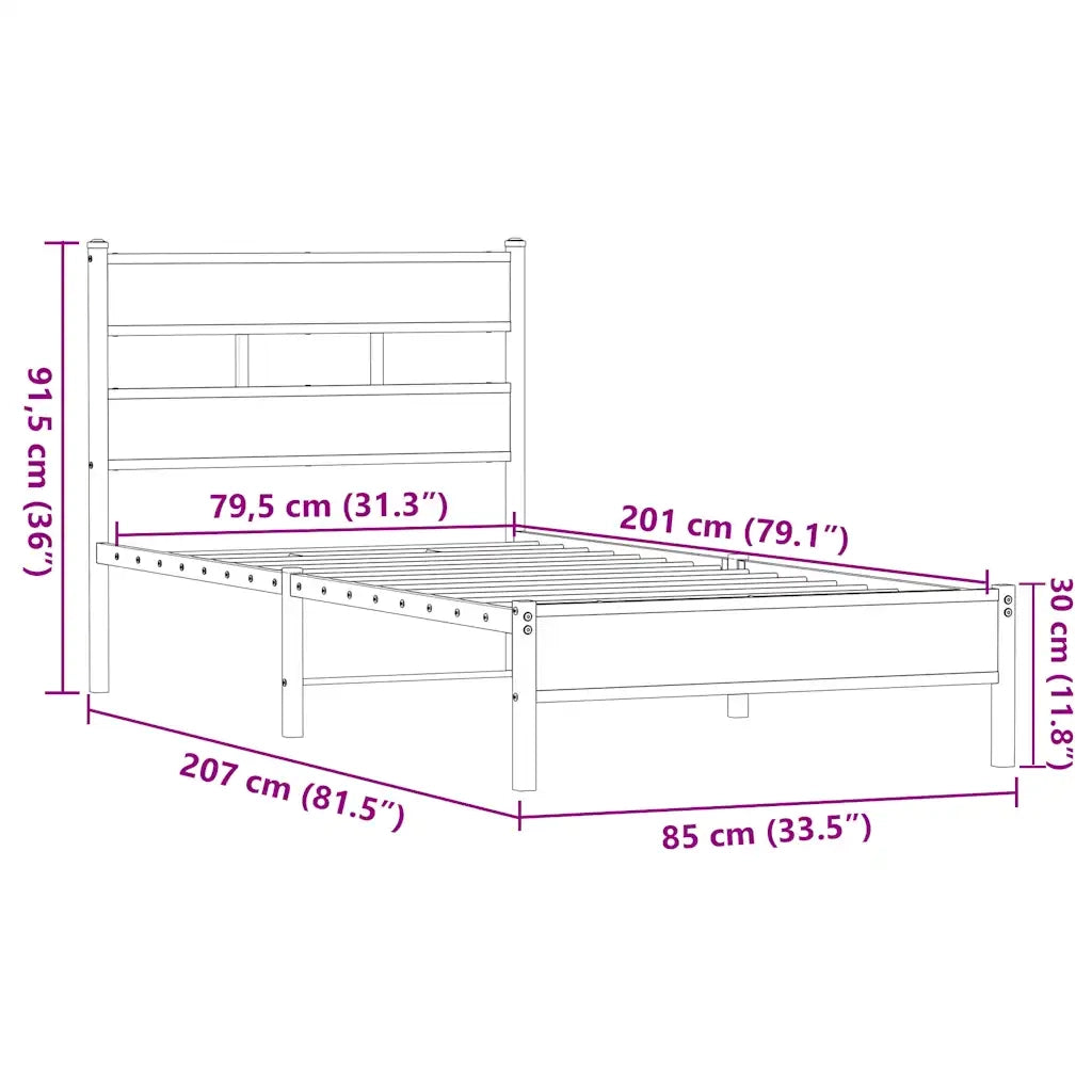 Giroletto senza Materasso Rovere Marrone 80x200cm in Truciolato